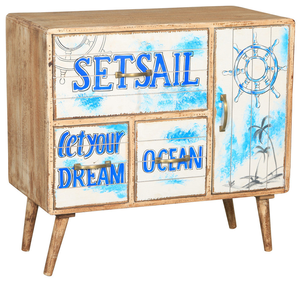 Seaside Mango Wood Chest With 3 Drawers