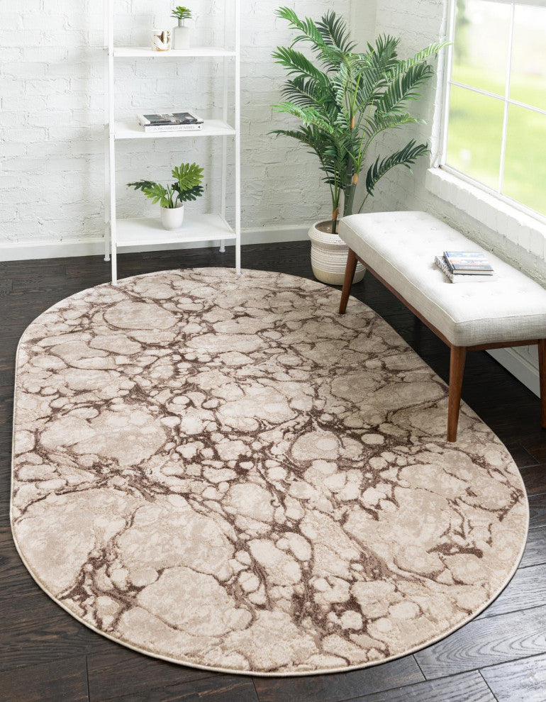 Unique Loom Oasis Breeze Area Rug, Brown, 5' 0 X 8' 0 Oval
