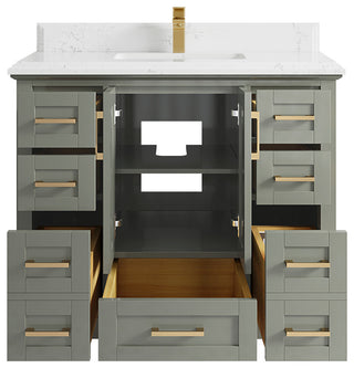 Boston 42 Single Sink Bath Vanity in Evergreen 1.5" Empira Quartz