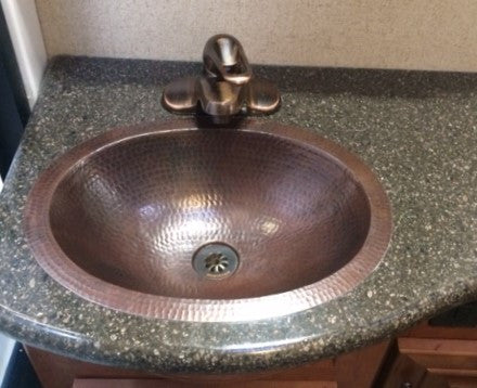 Aged Copper Oval Copper Bathroom, Wine & Whiskey Barrel Sink