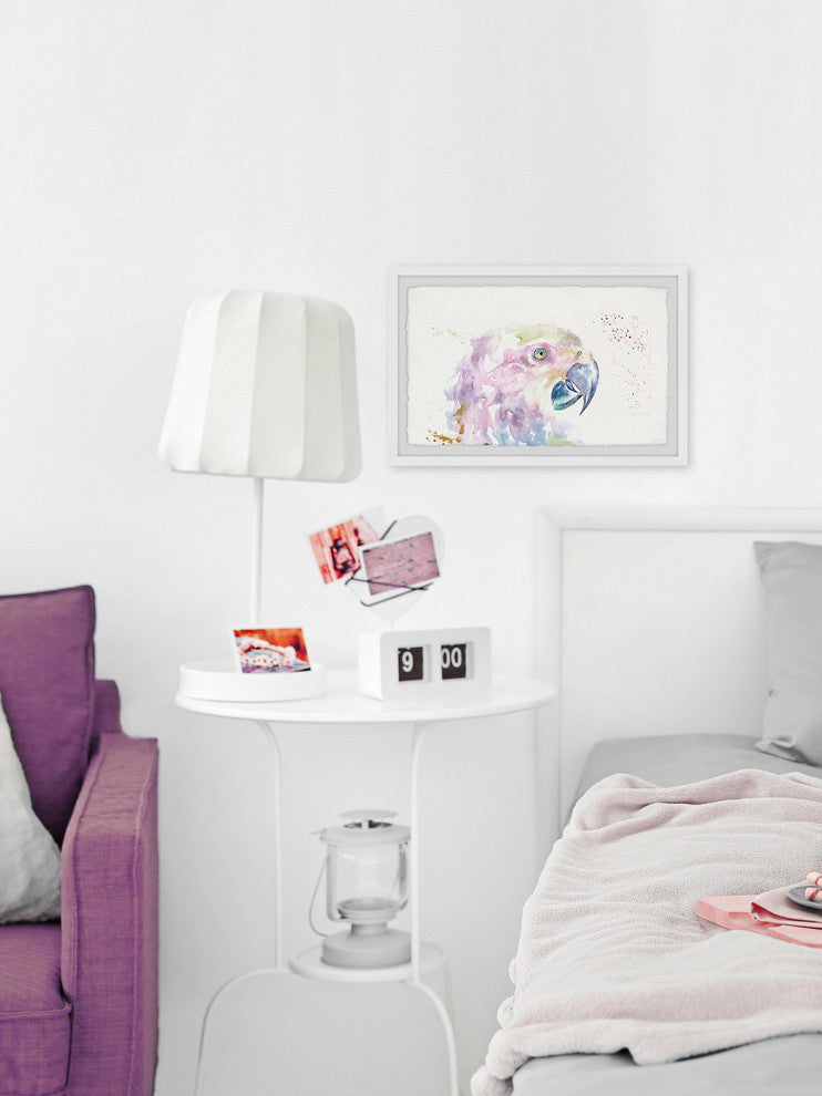 "Parrot Colors" Framed Painting Print, 12"x8"