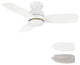 CARRO Flush Mount Indoor Ceiling Fan With Dim Light and Remote, White, 44"