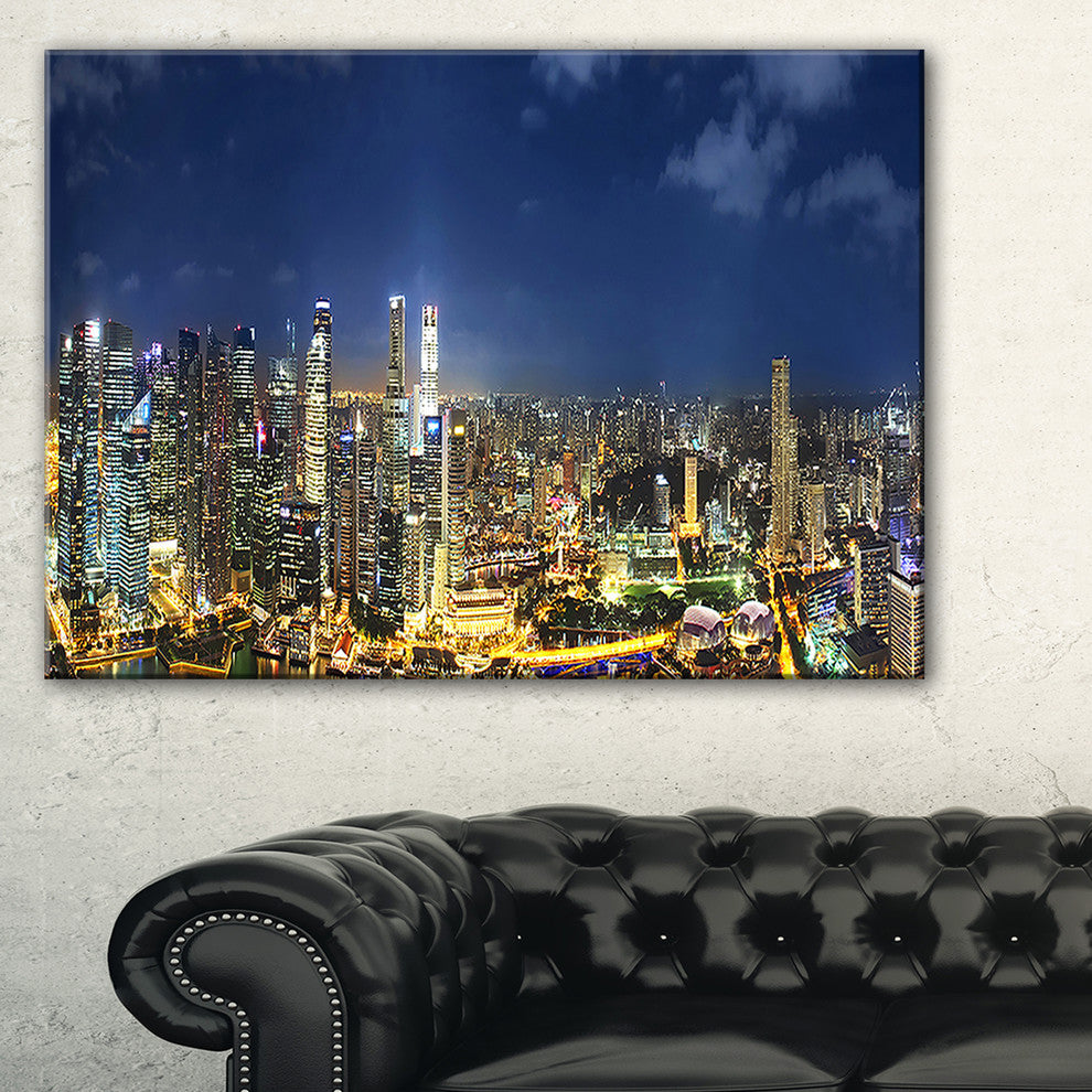 "Singapore Skyscrapers" Panorama Cityscape Canvas Print40"x20"
