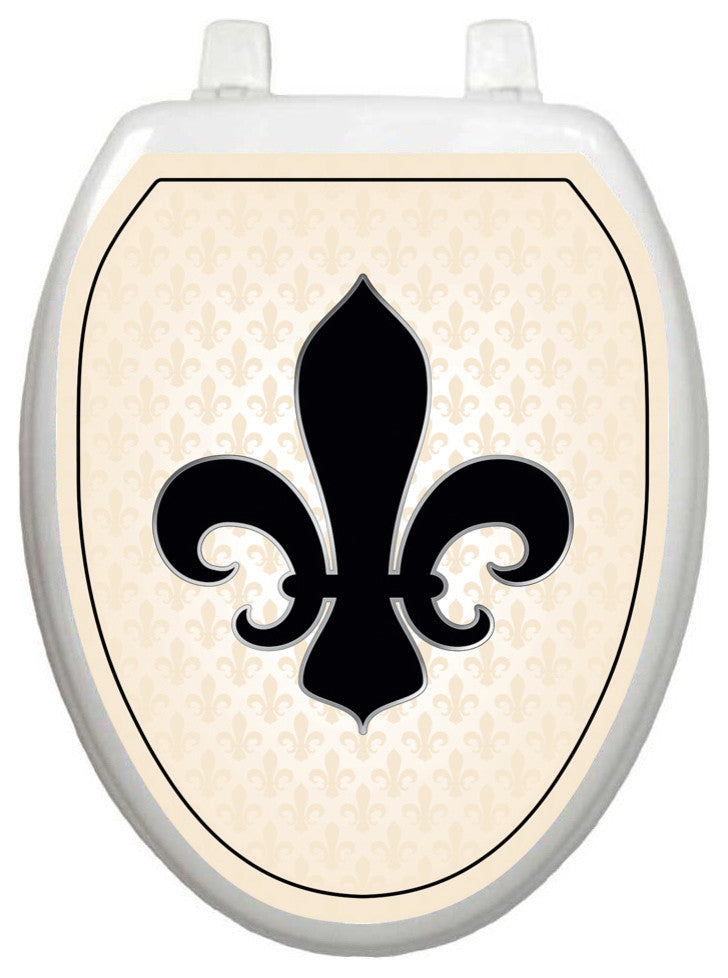 French Lily Toilet Tattoos Seat Cover, Vinyl Lid Decal, Bathroom Decor, Elongated