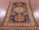 3' 11" X 5' 7" Geometric Super Kazak Handmade Rug - Q12973