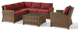 Bradenton 5-Piece Outdoor Wicker Seating Set, Sangria