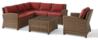 Bradenton 5-Piece Outdoor Wicker Seating Set, Sangria