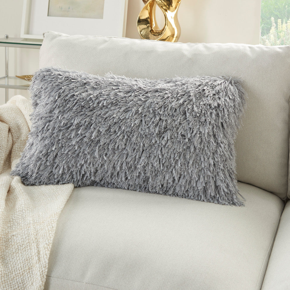Mina Victory TL048 Throw Pillow, Light Grey, 14" x 24"