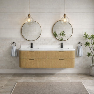 Ari Kitchen and Bath Chantal 60" Floating Bathroom Vanity Oak