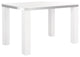 Contemporary Large Desk, Glossy White Wooden Construction With Chrome Accent