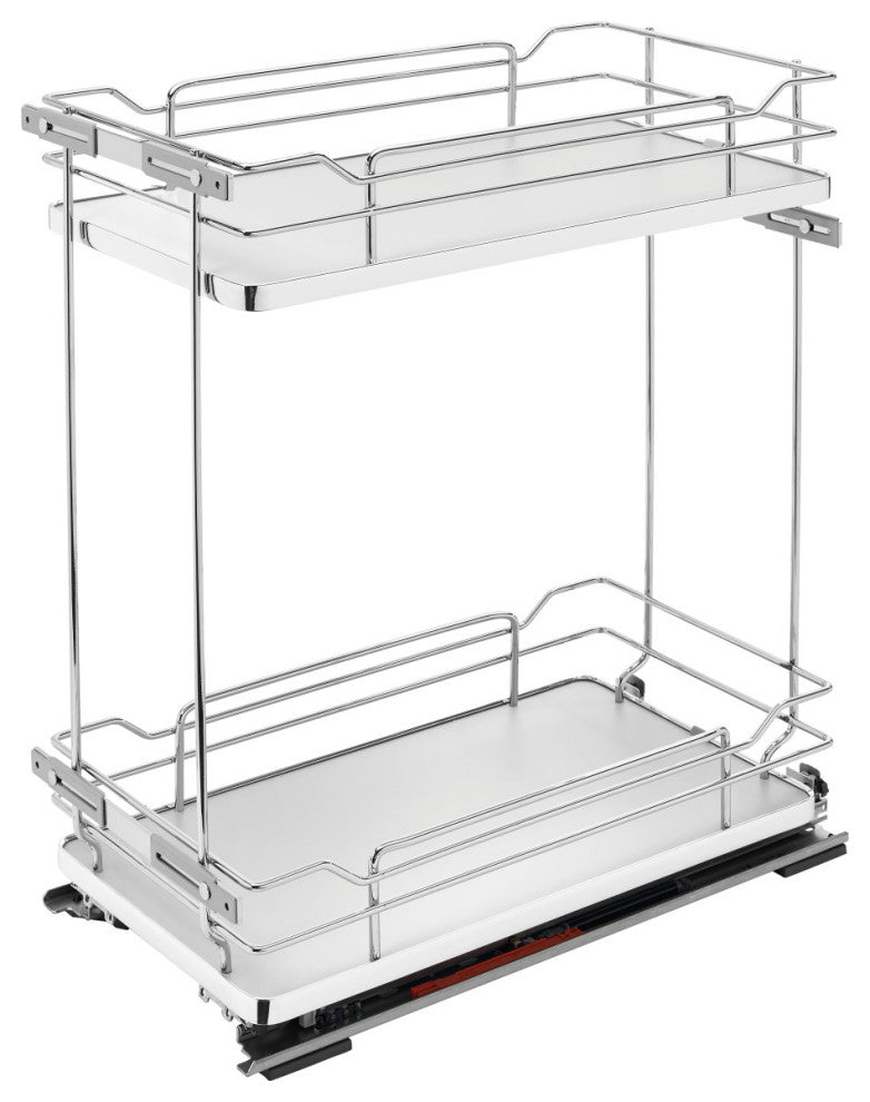 Two-Tier Sold Surface Pull Out Organizers With Soft Close, Gray, 11.75"