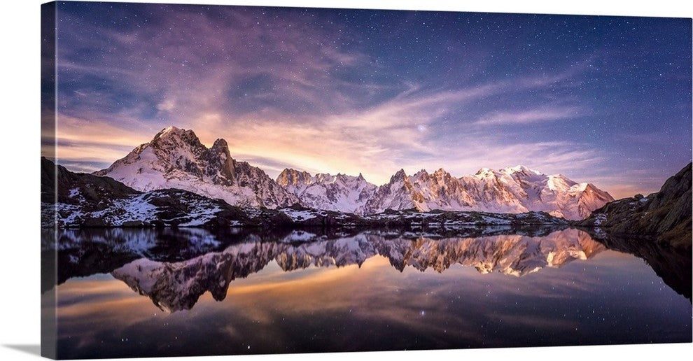 "Lac des Cheserys Panoramic" Wrapped Canvas Art Print, 36"x18"x1.5"