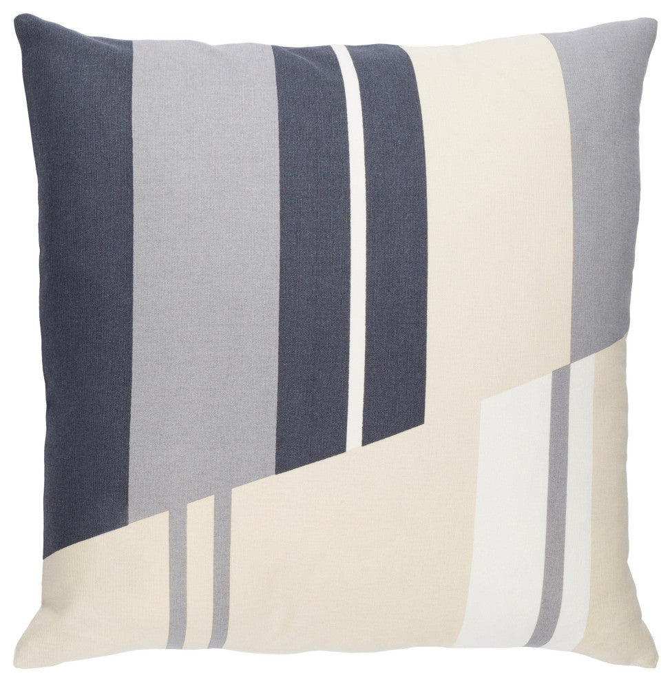 Surya Lina INA-008 20"x20" Pillow Cover, Cream/Beige/Charcoal/Gray