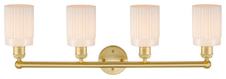 Hadley 4-Light 32" Bath Vanity Light, Satin Gold Finish, Matte White Shade