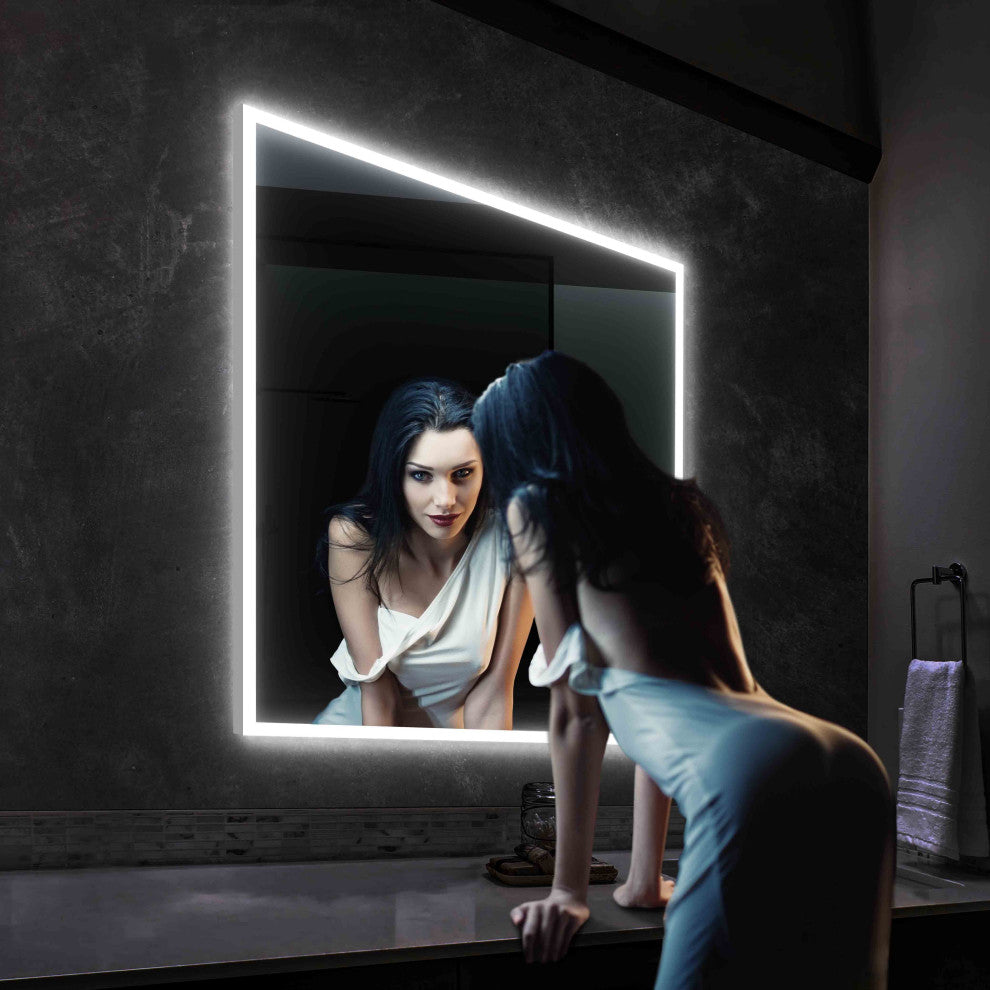 Fogless, Dimmable, Color Temperature Adjustable LED Mirror, 30x36