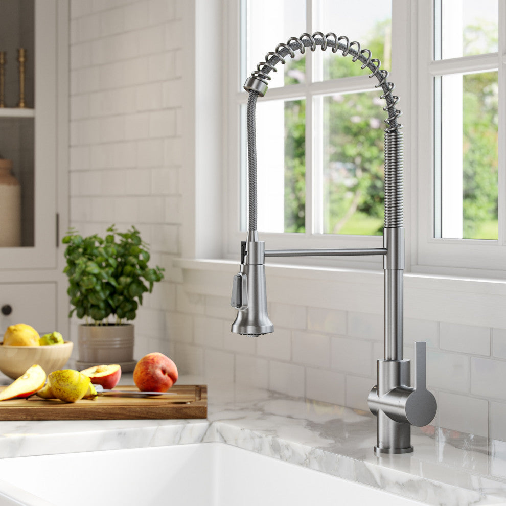 Britt Commercial Style 3-Function Pull-Down 1-Handle 1-Hole Kitchen Faucet, Spot-Free Stainless Steel (Model Kpf-1691sfs)