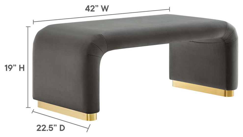 Koda Performance Velvet Waterfall Ottoman - Brass Storm Gray