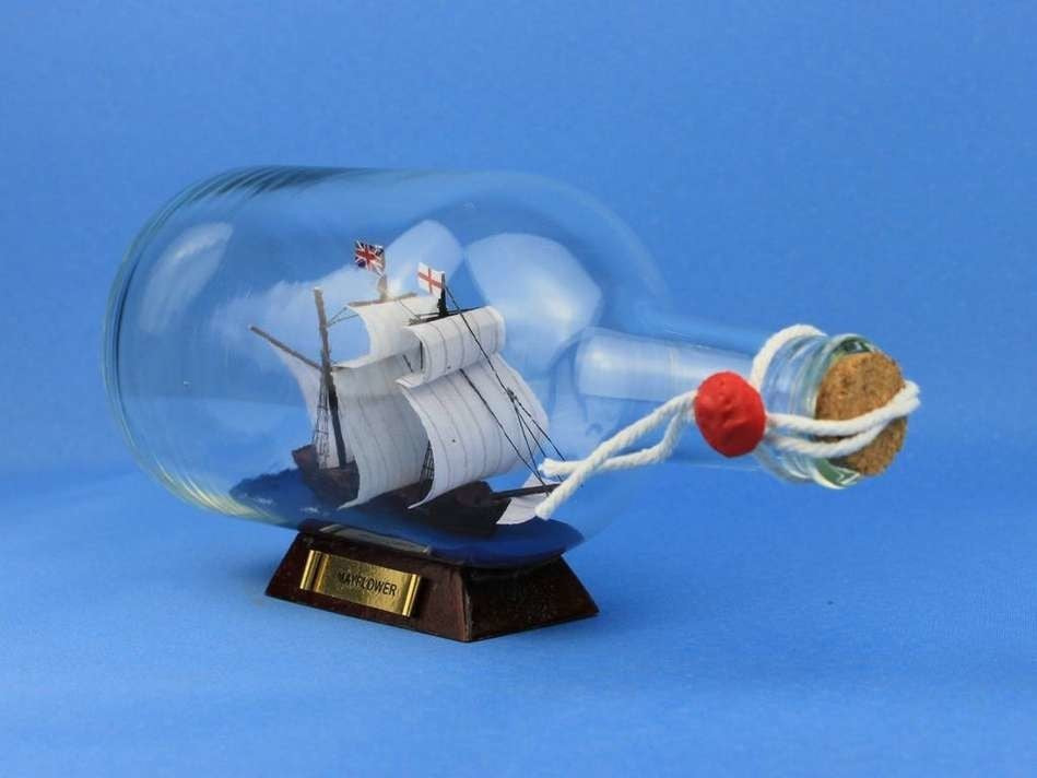 Mayflower Ship in a Bottle Historic Model, 9''