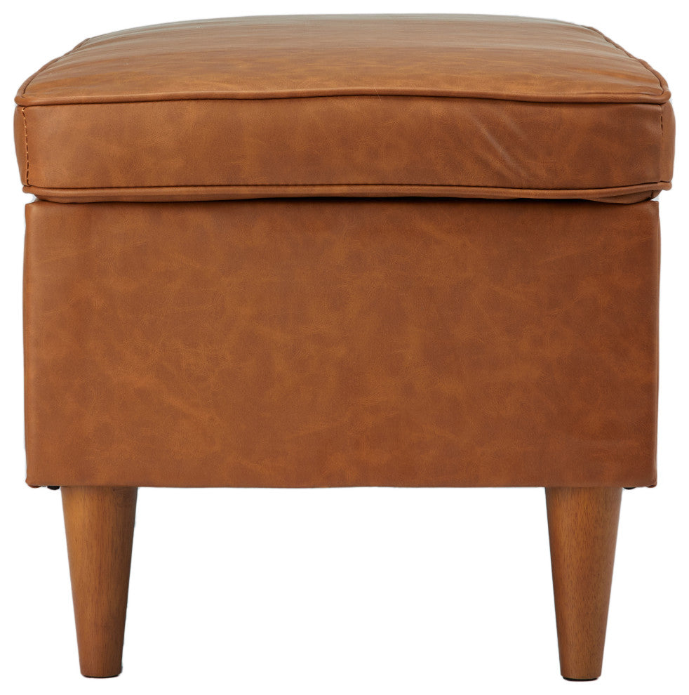Atley Upholstered Modern Bench With Storage and Solid Wood Legs