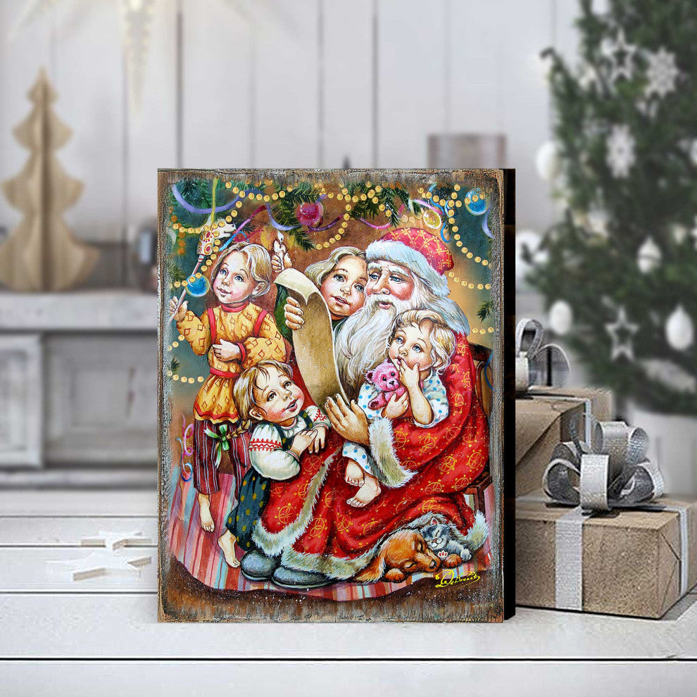 Wish List Santa Wooden Wall Art, Large 24x18