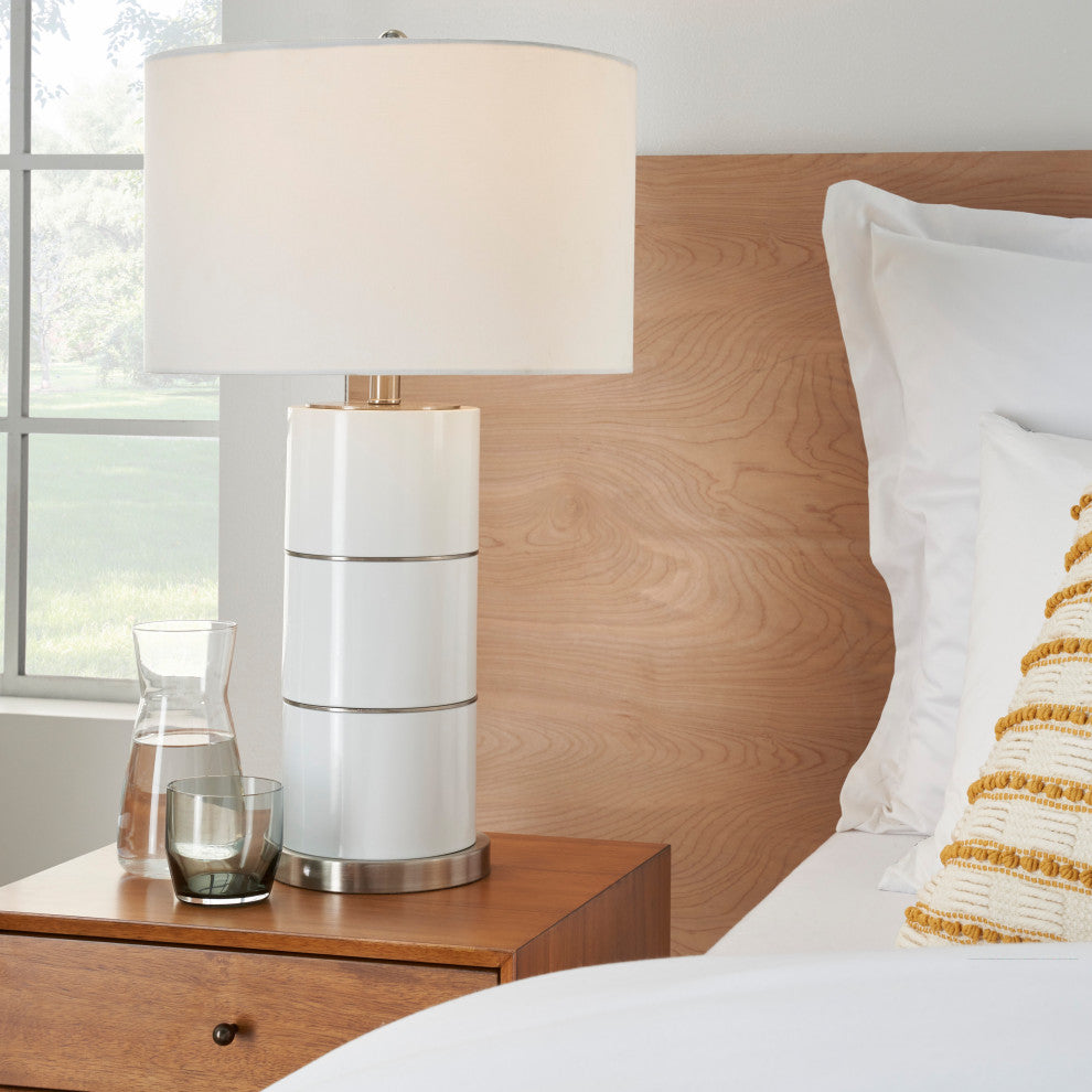 Nourison BIT04 Table Lamp, White, 16" x 16" x 28"