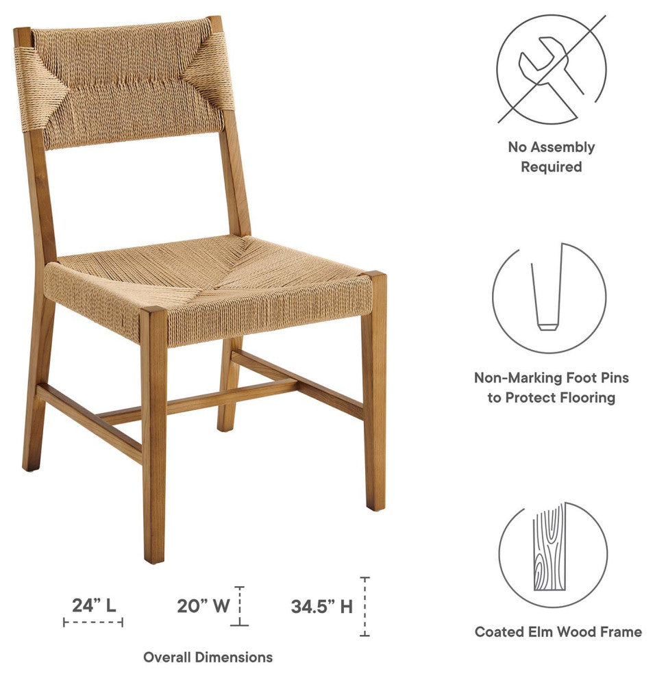 Side Dining Chair, Natural, Wood, Modern, Kitchen Bistro Restaurant Hospitality
