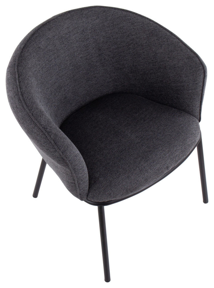 Ashland Chair, Black Steel, Charcoal Fabric
