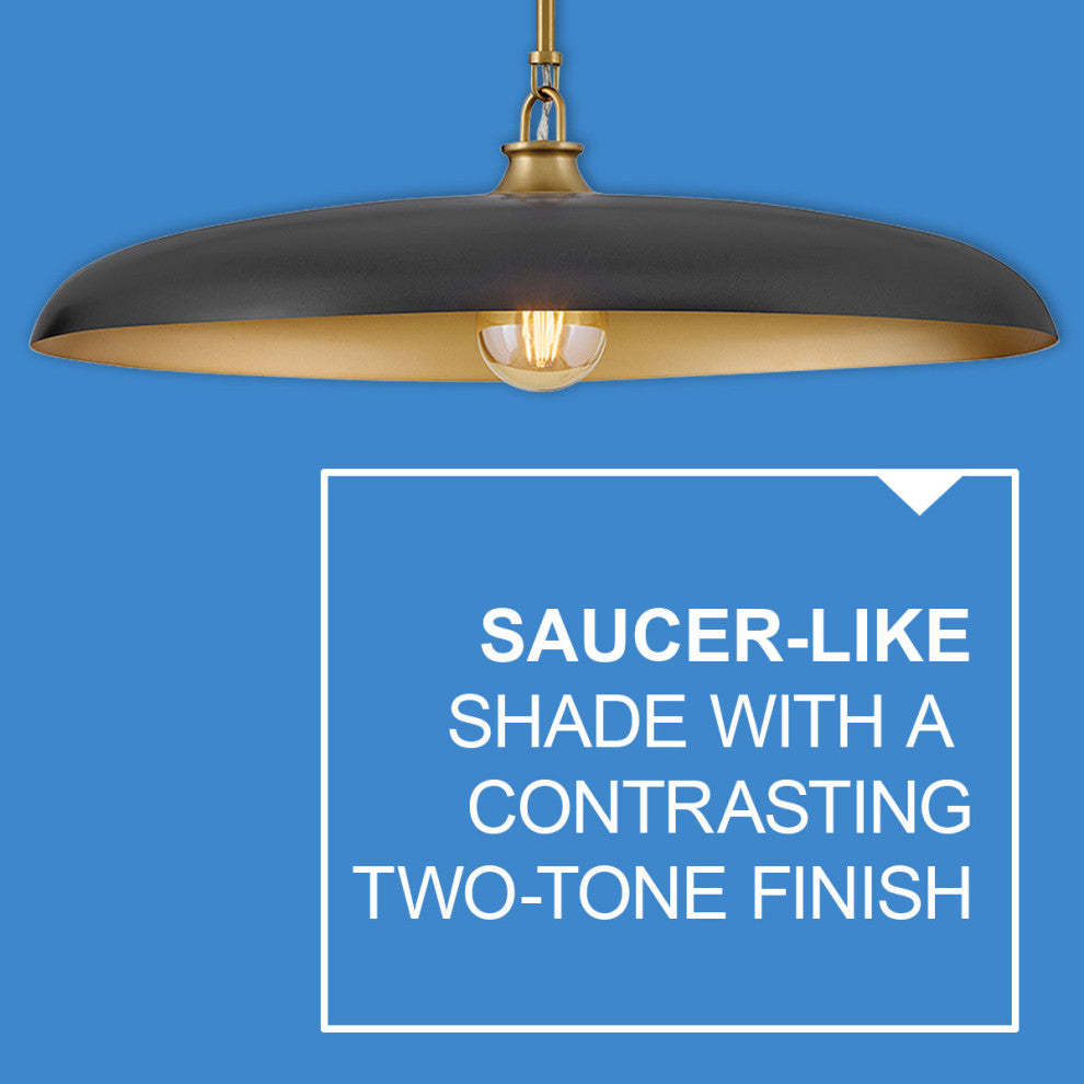 Hinkley Sadie Large Dome Pendant, Lacquered Brass