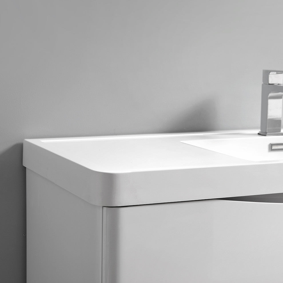 Fresca Tuscany 36" Gloss White Wall Hung Cabinet With Integrated Sink