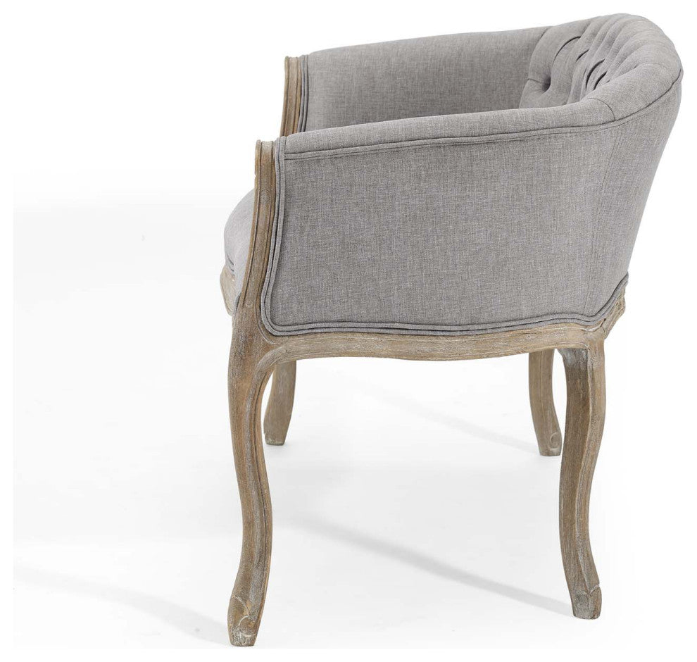 French Vintage Loveseat Sofa, Fabric, Wood, Gray, Modern, Lounge