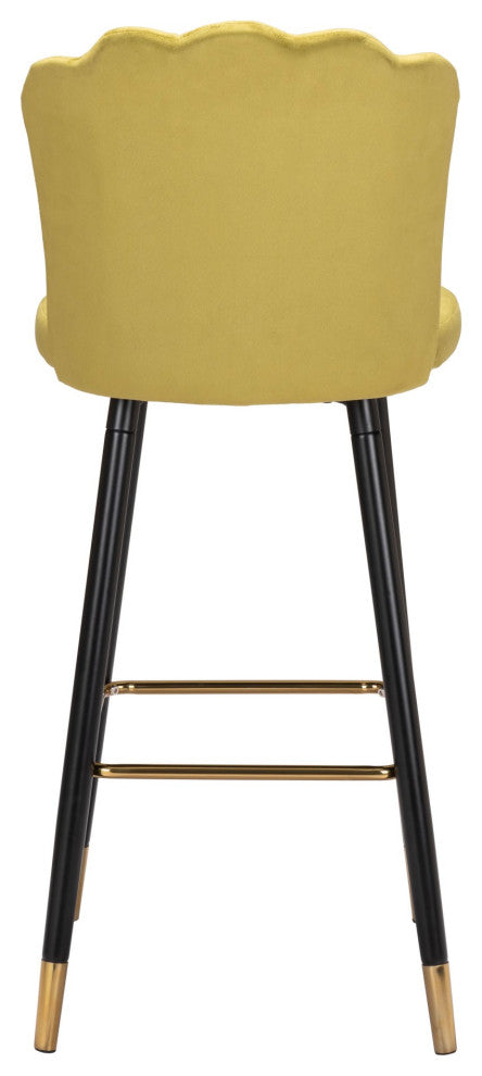 Bar Stool Chair Barstool, Steel Metal, Fabric, Yellow, Black, Gold, Cafe Bistro