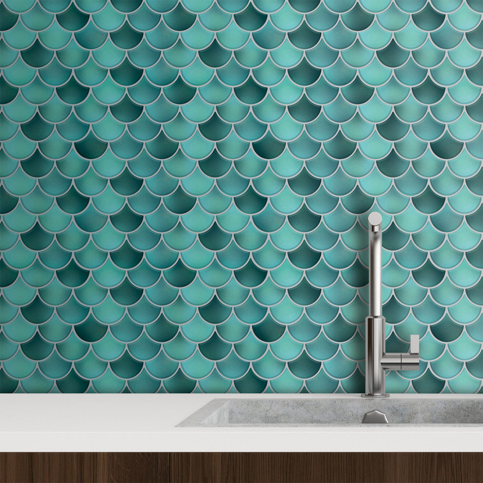 11' x 8" 3D Tile Sticker Fresh Turquoise Kitchen Bathroom, Set of 8