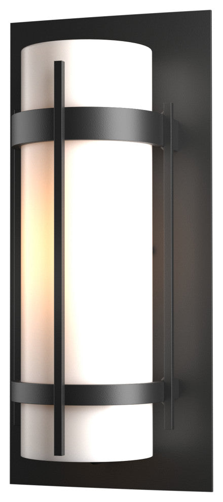 Banded Outdoor Sconce, Coastal Black Finish - Opal Glass