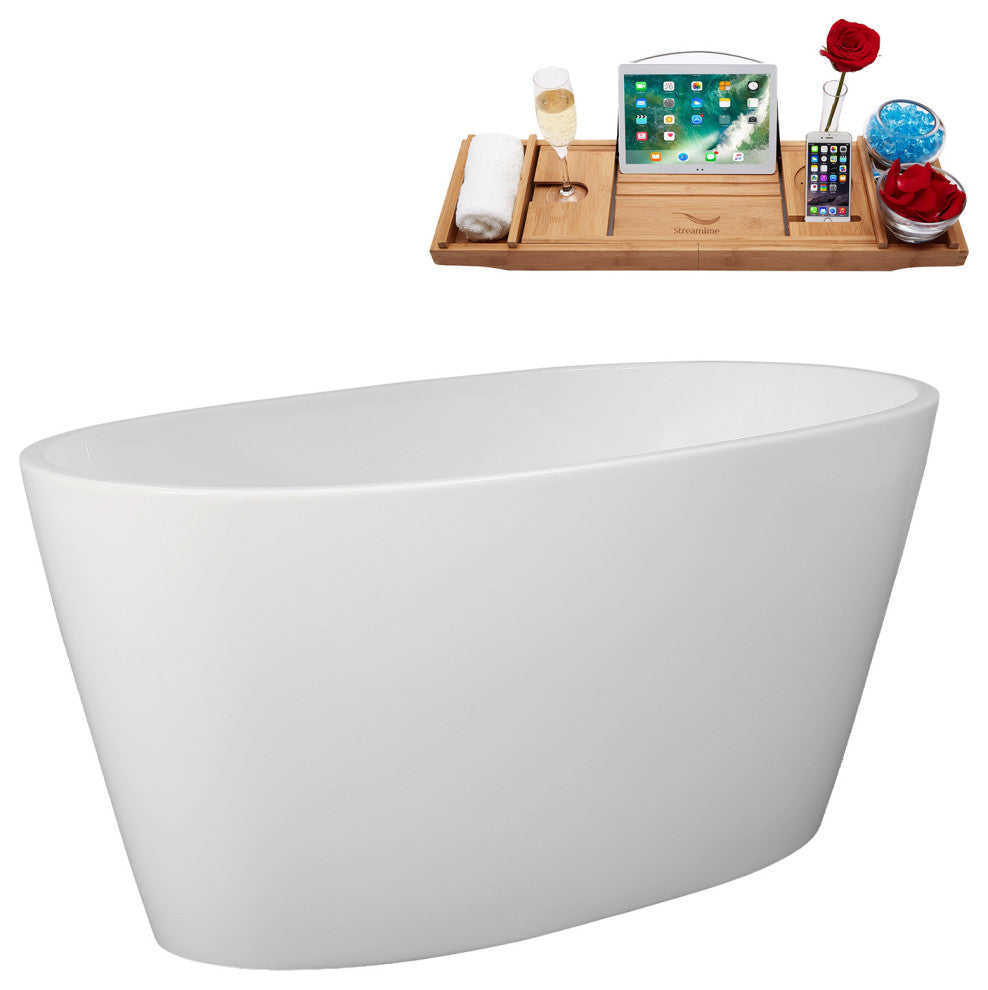 51" Streamline B-252-42-WH Freestanding Tub, Tray & Drain, Glossy White