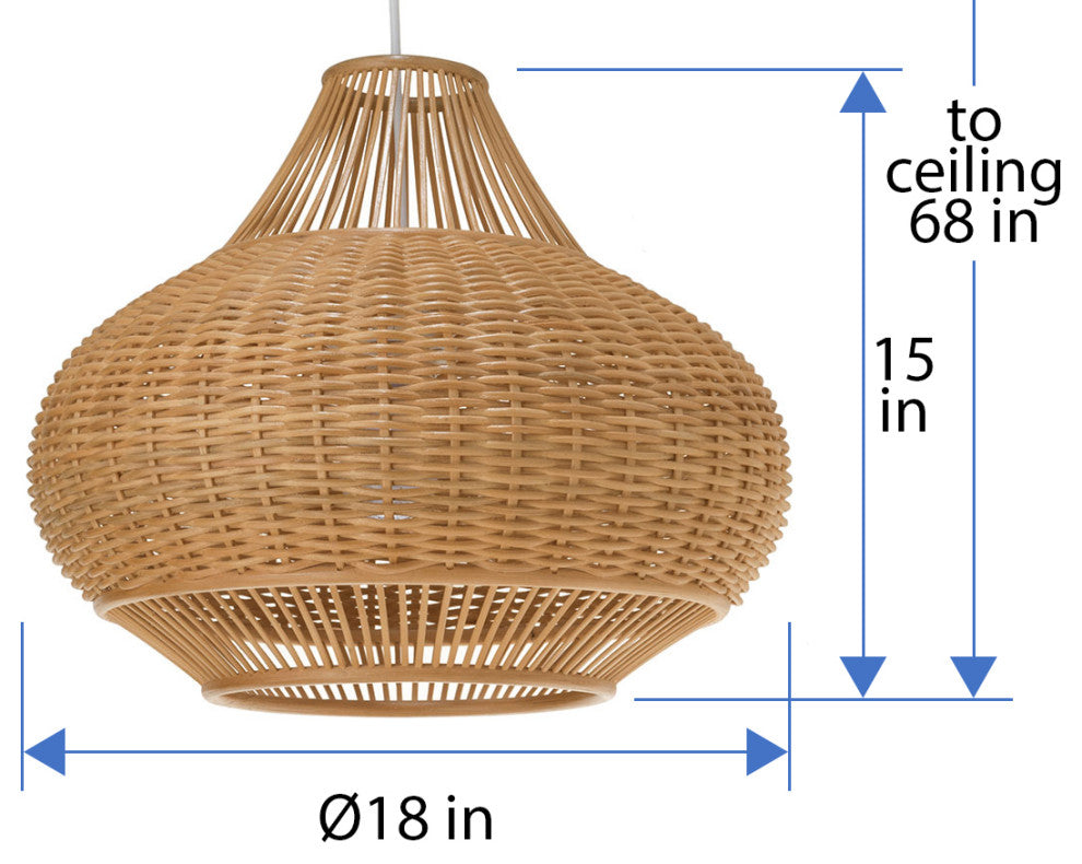 Handoven Wicker Pear Pendant Lamp, Natural, Natural Brown
