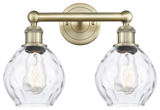 Waverly 2-Light 15" Bath Vanity Light, Antique Brass Finish, Clear Shade