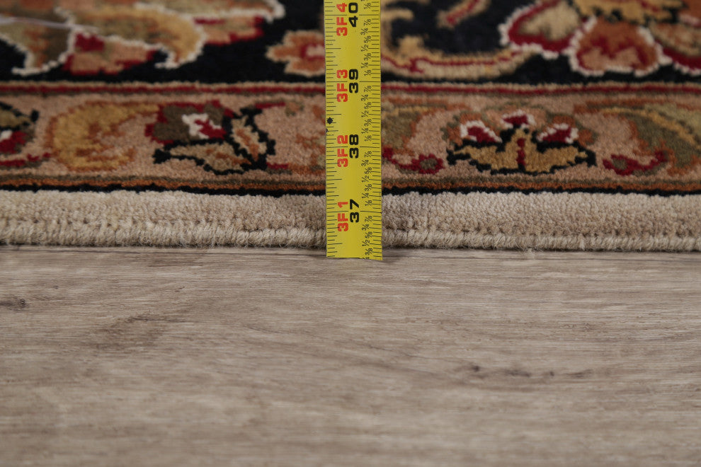 All-Over Oriental Agra Traditional Bordered Hand-Knotted Area Rug, Beige, 8x10