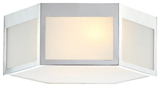 Minimo Hexagon Metal and Frosted Glass LED Flush Mount, Chrome, Width: 15.75"
