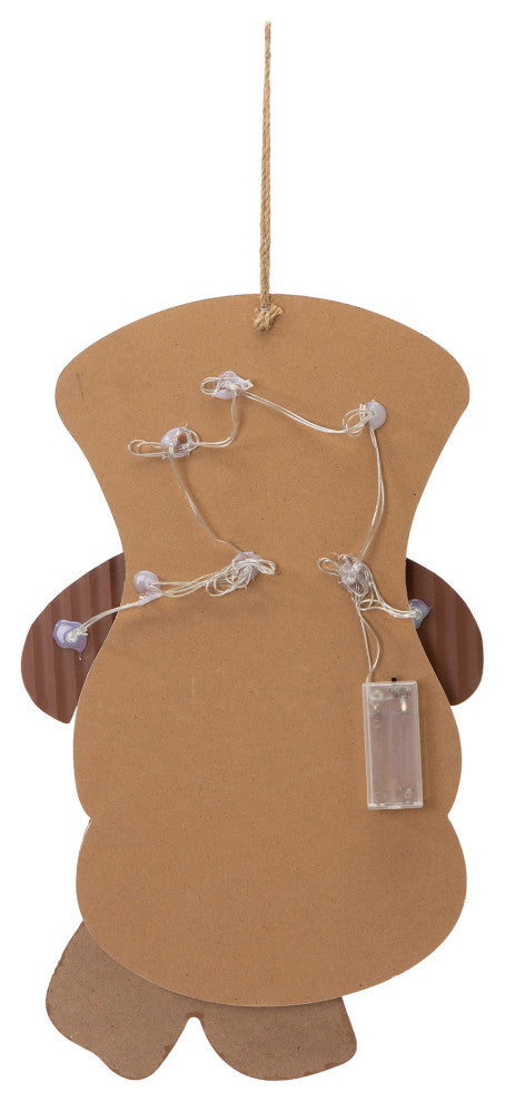 19"H Lighted 3D Wooden Metal Snowman Wall Decor