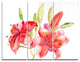 "Lily Flowers Illustration" Glossy Metal Wall Art, 3 Panels, 36"x28"