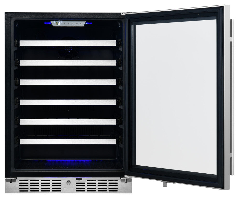 Transcend 24" 54-Bottle Seamless Stainless Steel Single Door Wine Cooler
