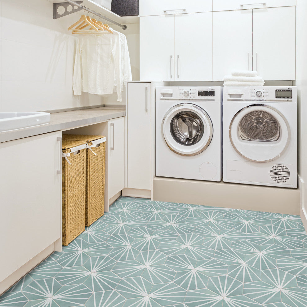 Horizon Dusk Hex Aquamarina Porcelain Floor and Wall Tile