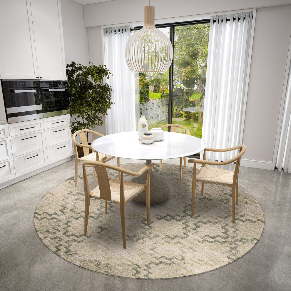 Indoor/Outdoor Sedona SN15 Moss Machine Washable 8' x 8' Round Rug