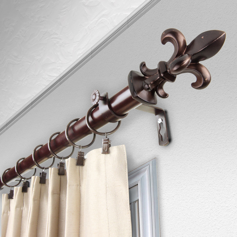 Silas 1" Diameter Curtain Rod, Bronze, 160-240"