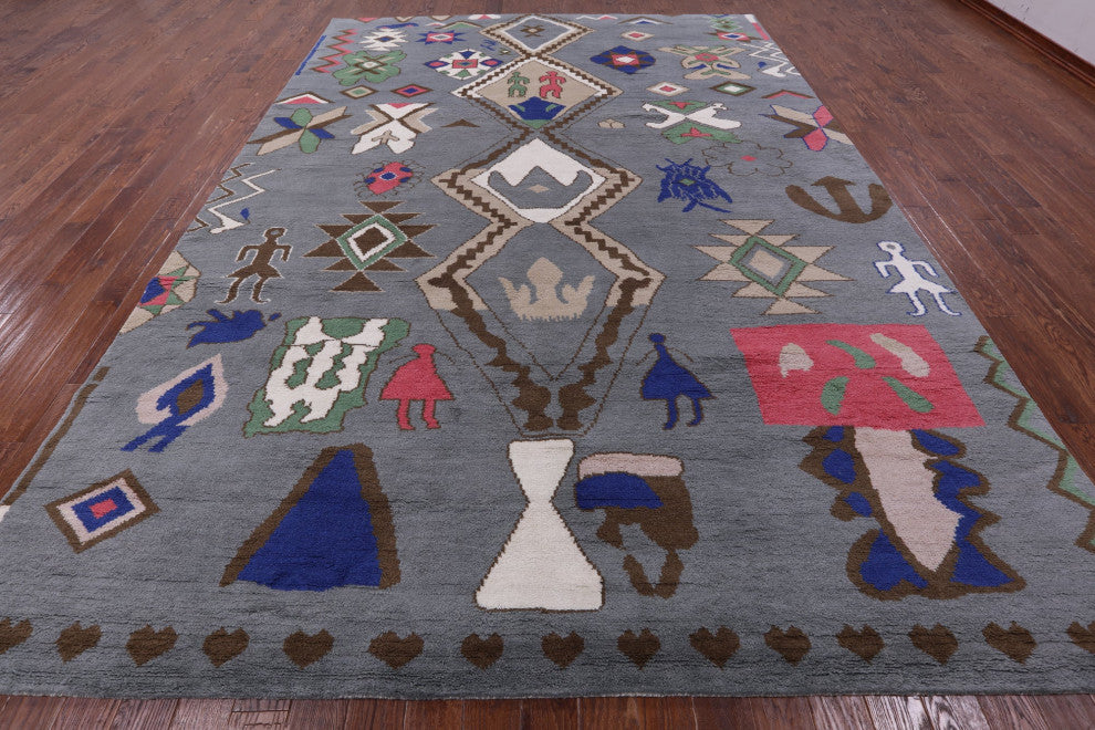 Hand Knotted Moroccan Wool Rug 10' 2" X 14' 1" - Q13113