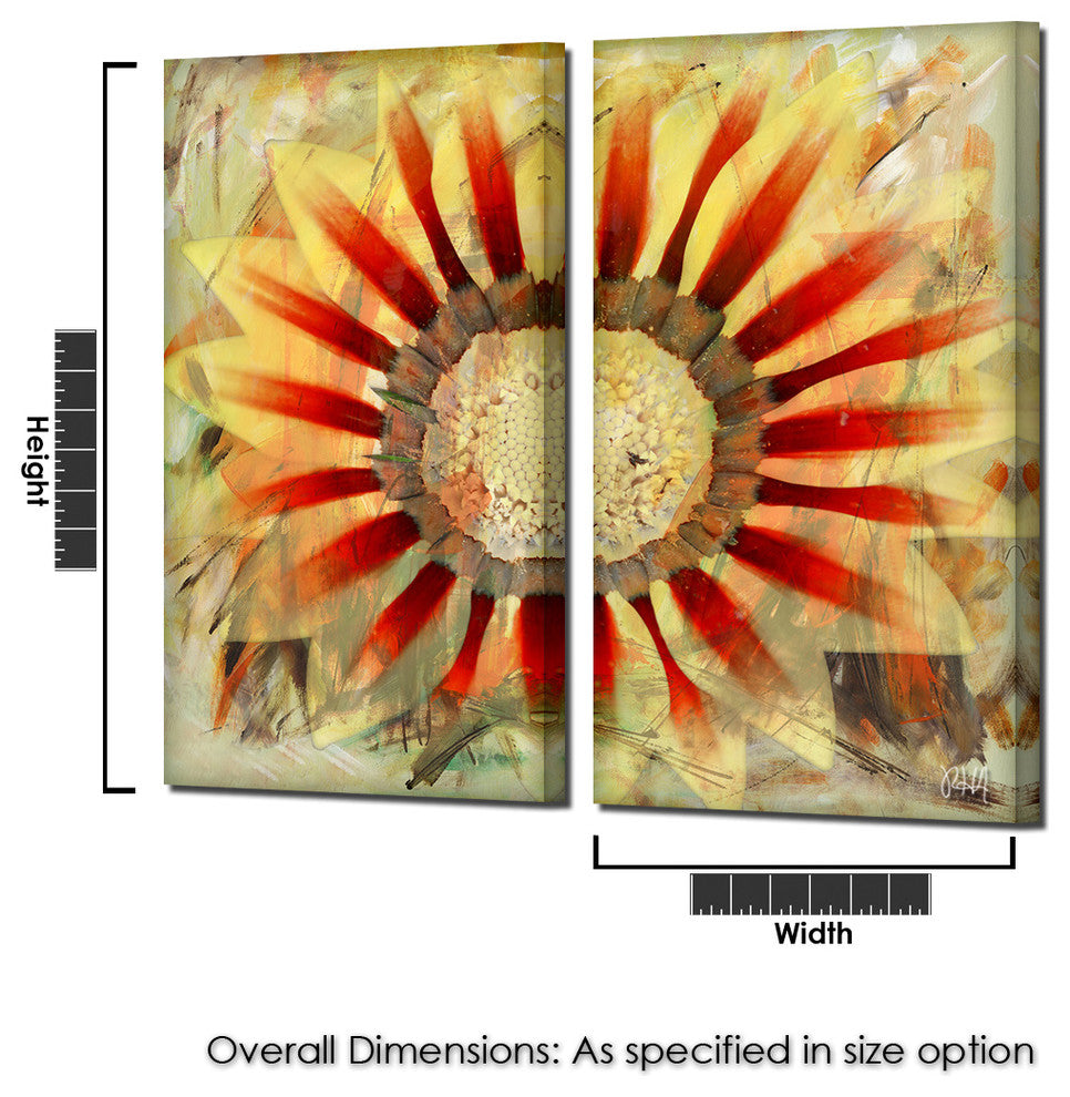 Painted Petals XLV Canvas Wall Art 2-Piece Set, 24"x12"