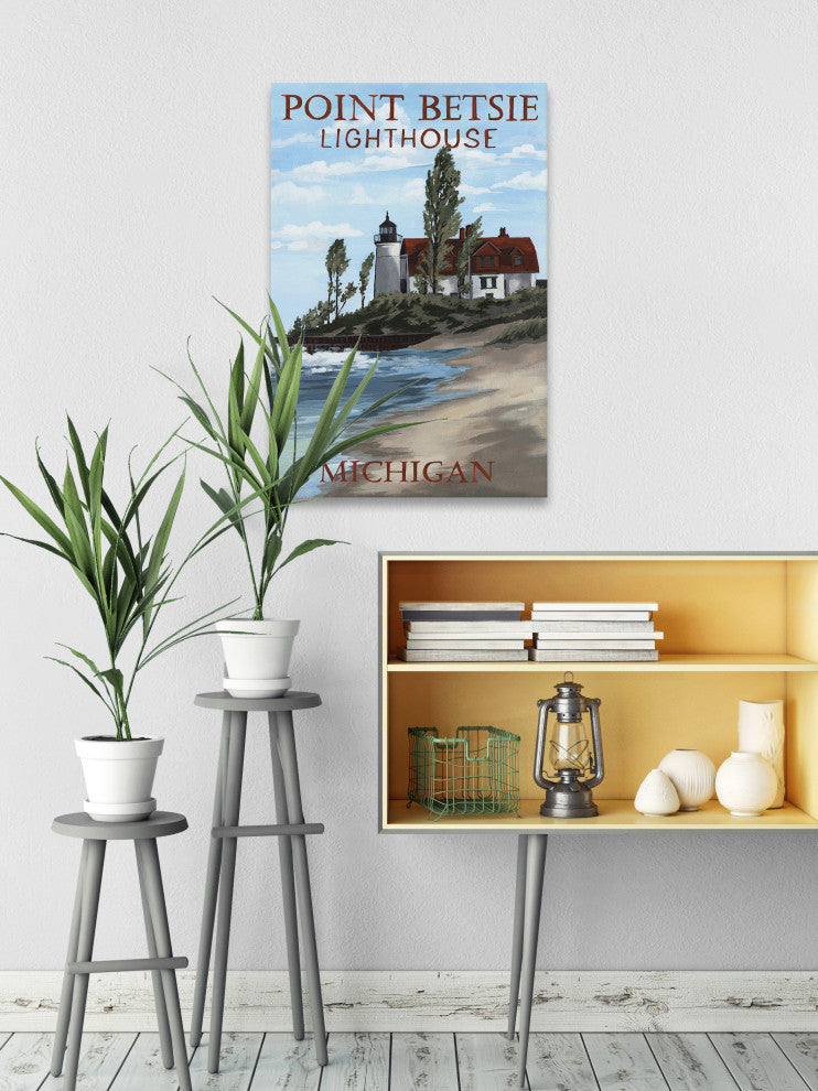 "Point Betsie Lighthouse" Painting Print on Wrapped Canvas, 24x36