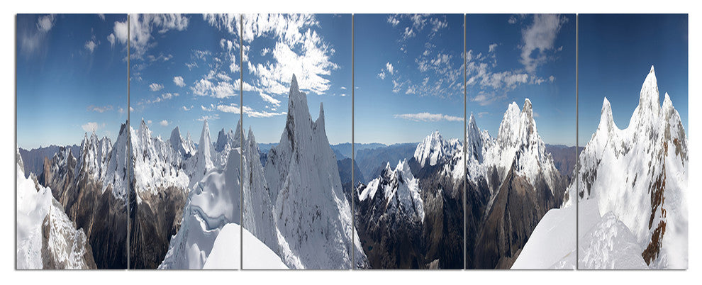 Beautiful Summit Panorama, Landscape Canvas Art Print, 70"x28", 6 Panels