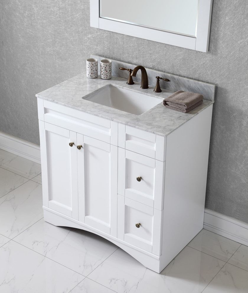Elise 36" Single Bathroom Vanity, White, Square Sink_mirror Included