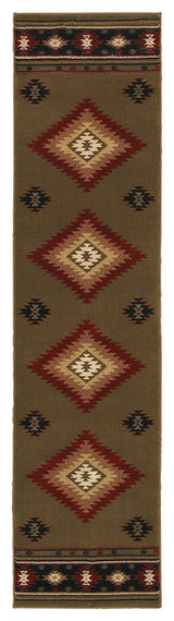 Hudson 087J1 Green/Red 1'10" x 7'6" Rug